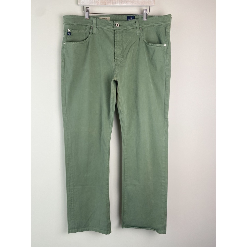 AG Adriano Goldschmied Mens Protege Straight Leg Jeans 38x34 Olive Green‎ Cotton